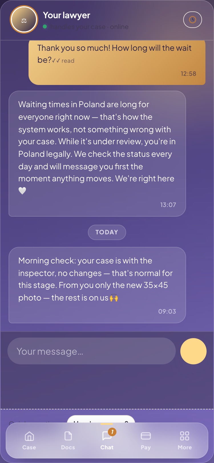 Full-screen chat with your specialist