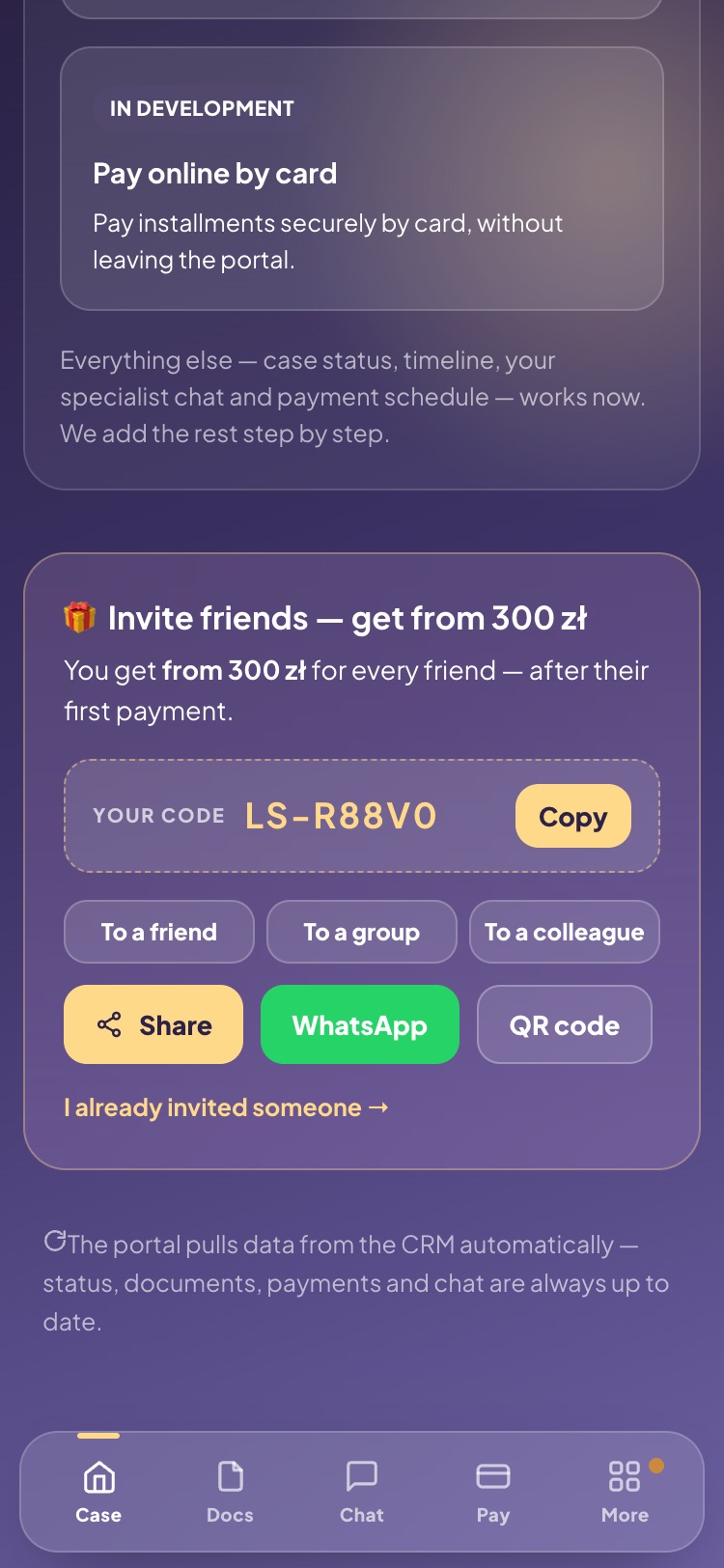 Referral programme with QR code